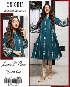 2 Pcs Woman Unstitched Lawn Embroidered Suits