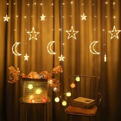 Rabi ul awwal Decoration Lights,star & Moon Lights 10ft Curtain Light