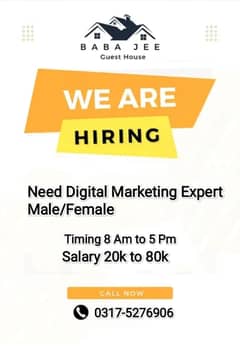 Digital Media Expert Male/Female For Guest house.