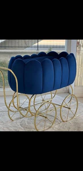 velvet Turkish blue baby cot 0