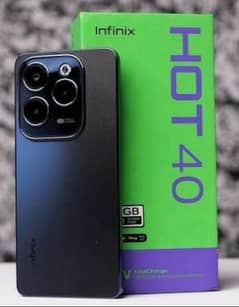 Infinix hot 40 pro with box black colour glass crack 128 gb 4 gb ram