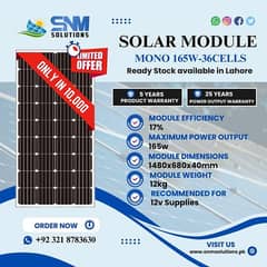 Original Solar Module Mono 165W-36Cells available for sale.