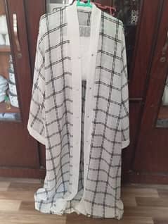 white abaya with scarf