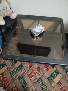 1 wooden center table with top mirror and 1 book rack for sale