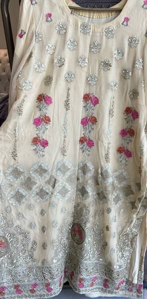 Large size Cream Color Fancy embroidered 3 piece suit 4