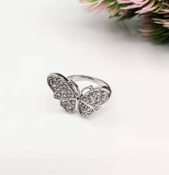 Butterfly design zircon Charm Ring