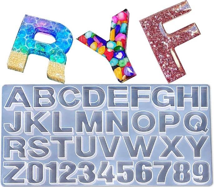 Alphabet Letter Number Craft Silicone Mold for Keychain Pendant 2