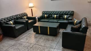 New 7 seater luxury leather sofa set with coffee table