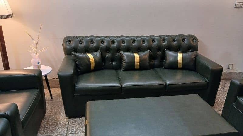 New 7 seater luxury leather sofa set with coffee table 2