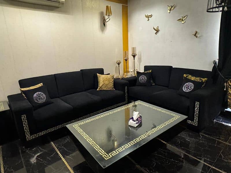 black Versace 5 seater sofa set 0