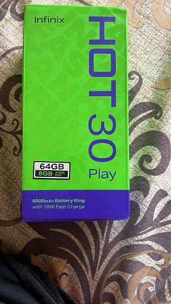 Infinix hot 30play 4+4/64 complete box 6