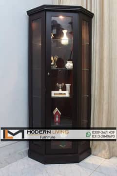 Modern Showcase corner with glass shelves and light best quality