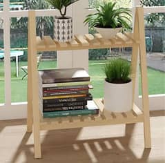 wooden plant and book stand