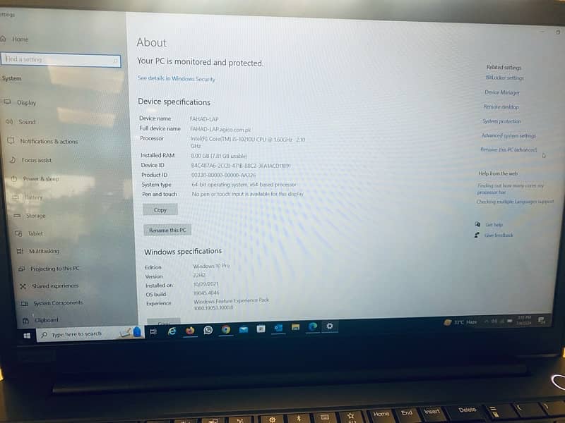 Lenovo Thinkpad E15 10 generation 256SSd 1TB HHD 8 GB Ram 2