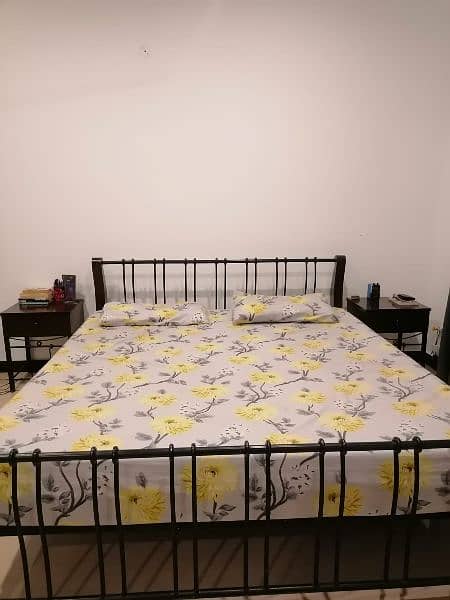 Iron & Wood King Bed + Side Tables 2