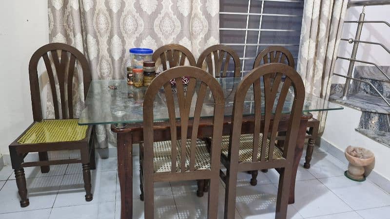 pure wooden dining table 6 seater with chairs 1