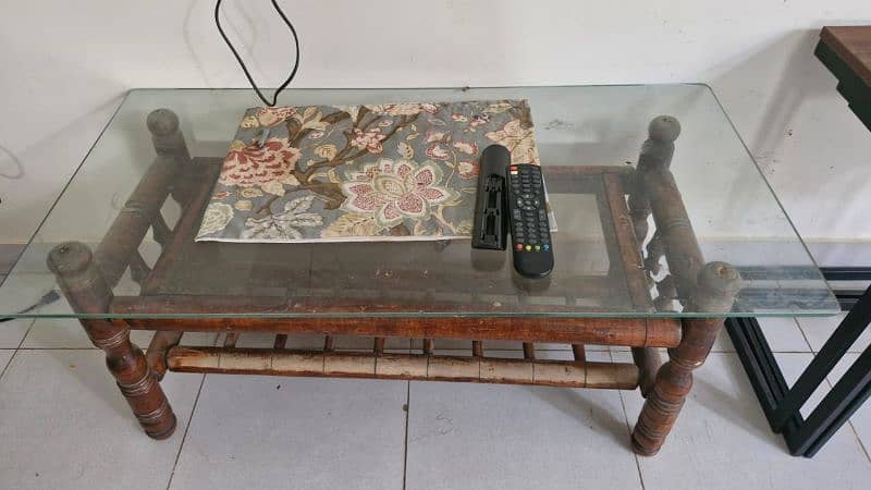 pure wooden table glass top 0