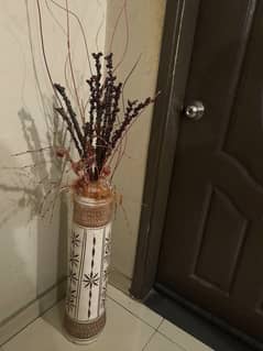 Tall Ceramic Painted Vase (sold with the flowers).  URGENT SALE