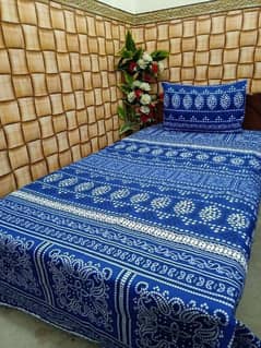 2 pcs Cotton Printed Single Bedsheet