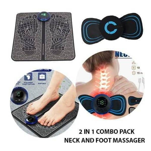 EMS Foot Massager Mat Electric + Mini Body Massager Combo Pack of 2 0