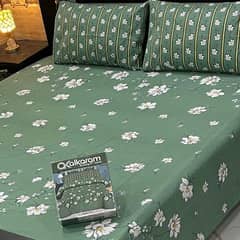 3piece printed. cotton salonica double bed sheet