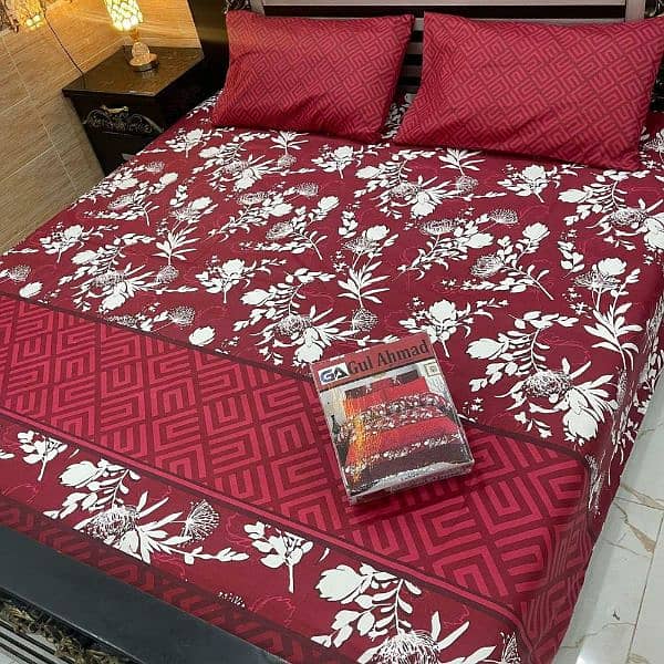 3 pcs printed Double bed sheets 0