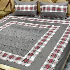 3 PCs cotton sotton printed king size bedsheets