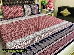 3 pcs Cotton Printed Double Bedsheet