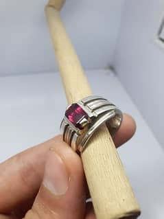 Natural Rubellite Silver Ring