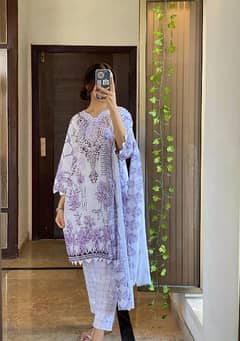 3 Pcs Women's stitched Cotton Printed Suit