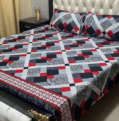 3 Pcs Crystal Cotton printed Double Bed Sheet