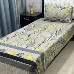 2 PCs crystal cotton printed Single Bedsheet