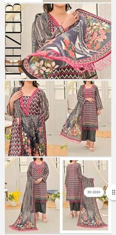 tehzeeb 3pcs lawn suit