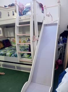 KIDS BUNK BEDS WITH SLIDE & STAIRS AND KIDS STUDY CUM DINING TABLE