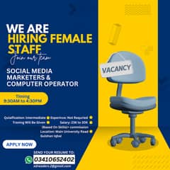 Social Media Marketing & Computer Operator Male & Female Staff Require