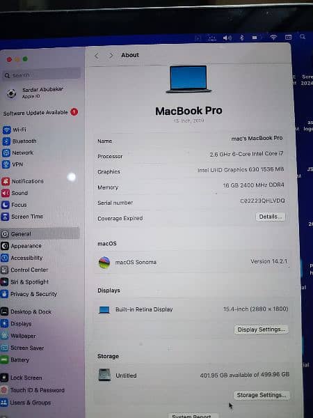 Macbook Pro 15 Inch 2019 Model 16gb Ram 512gb ssd 2