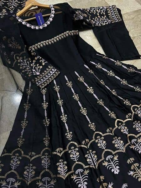 Heavy Embroidered Kalli Work Long Flare Maxi 16