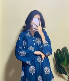 2Pcs women stitched linen printed suit