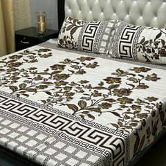 3 PCs Crystal cotton Printed double bedsheet