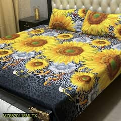 3pcs crystal cotton printed double bed sheet