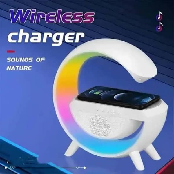 RGB Light Bluetooth Speaker with wireless charging and clock Brand new 2