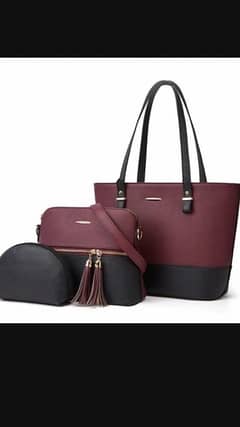 woman leather plain shoulder bag pack of 3 bags delivery all Pakistan