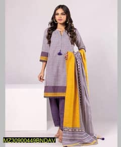 3 PCs woman's unstitched karandi printed suite