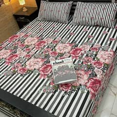 3pc Cotton Printed double bed sheet