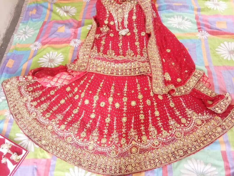 red color bridal lengha 3