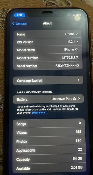 iphone XR block 64Gb battery changed 5