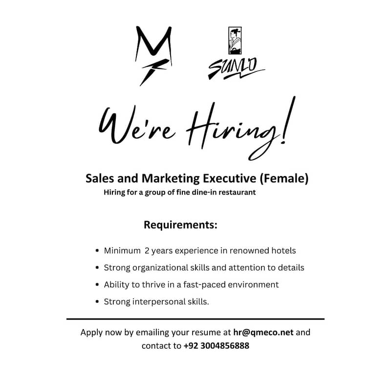 Sales and Marketing Executive (Female) 0