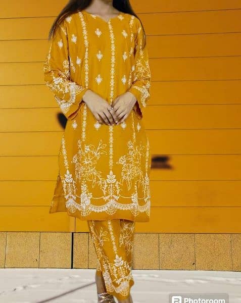 2 pcs women stitched linen printef suit( free delivery in pakistan) 3