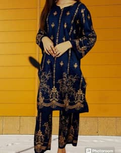 2 pcs women stitched linen printef suit( free delivery in pakistan) 0