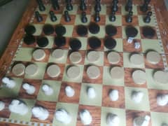 brand new wooden chess with checkers 3 in 1 foldable Russian chess